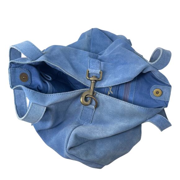 Free People Cambridge Convertible Backpack - Blue Suede Tote Bag  - Crossbody - Picture 7 of 11